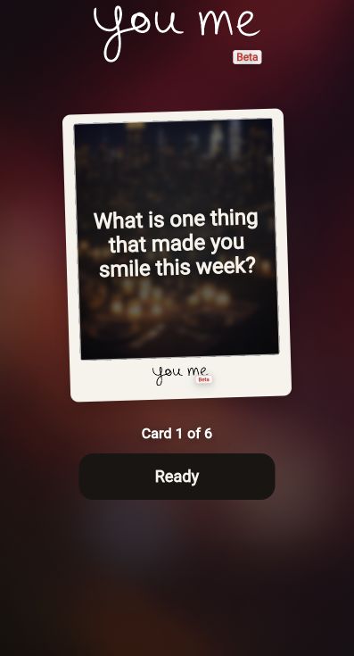 YouMe Mini game screen showing a prompt card